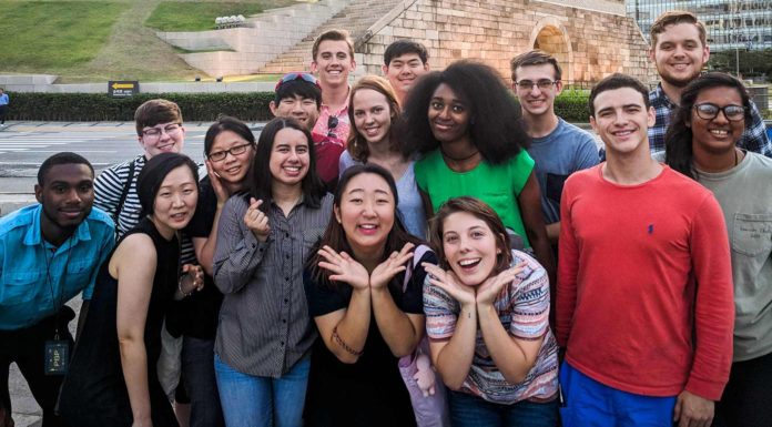 Mercer Students and Faculty Spread Love, Service During Trip to South Korea Students pose for a photo during a Mercer On Mission trip to South Korea in 2018.