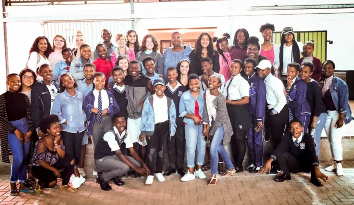 MOM South Africa participants are pictured with Cape Town high school students.