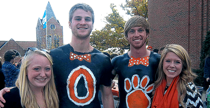 From left, Ali Wright Cooper, Zach Meyer and Stephen and Morgann Bradshaw are pictured at Homecoming in 2014.