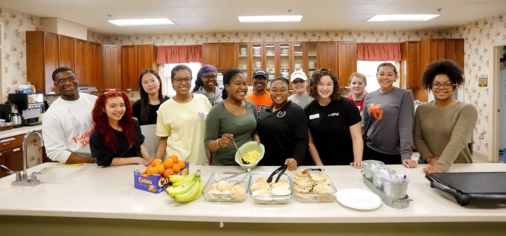 Mercer students prepared and served breakfast for families at the Ronald McDonald House on March 5, as part of MerServe's Spring Break for Service.