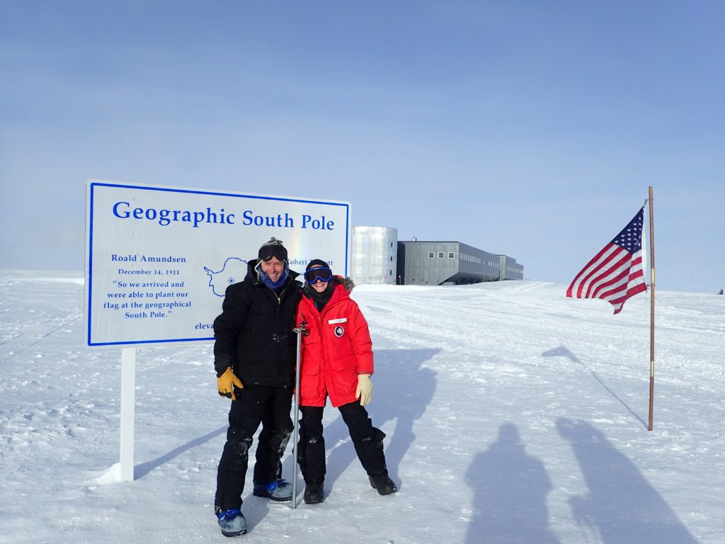 Brett and Sarah Baddorf are pictured at the Amundsen-Scott South Pole Station in 2017.