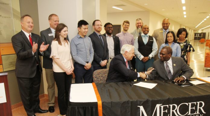 Mercer, Bibb County School District Establish Fellowship to Place STEM Teachers in Local Middle, High Schools Mercer BCSD signing