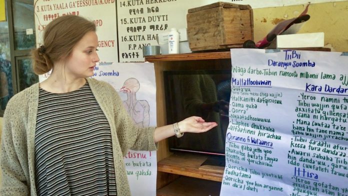 Kaitlyn Koontz teaches about tuberculosis