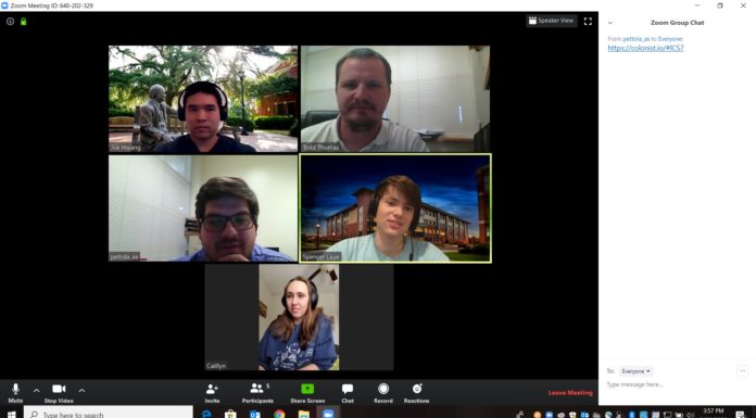 Mercer intramural activities move online, continue to build community Students and staff play a game on Zoom.