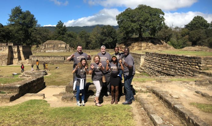 The Mercer group is shown at the Mayan Ruins at Iximche in ‎Tecpán, Guatemala.