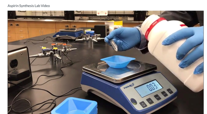 Science faculty find innovative ways to hold labs online Dr. Sylvia Bridges, senior lecturer of chemistry, and Dr. David Goode, associate professor of chemistry, conduct an aspirin synthesis lab for their students' virtual courses.