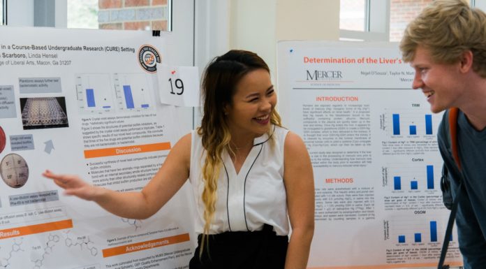 Mercer to hold virtual BEAR Day to showcase student work A student shows her work at BEAR Day 2019.