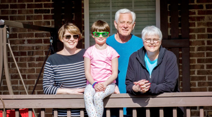 Mercer students balance job, school and parenting responsibilities Emily Benner, from left, is pictured with her 7-year-old daughter, Olive Benner; 7; father, Bob Chapman; and mother, Toni Chapman.