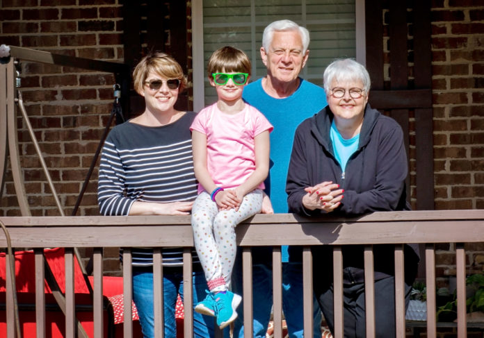 Emily Benner, from left, is pictured with her 7-year-old daughter, Olive Benner; 7; father, Bob Chapman; and mother, Toni Chapman.