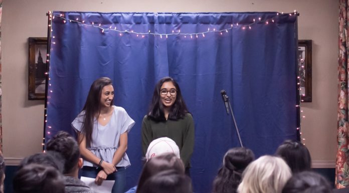 New student-produced podcast brings ‘Real Talk’ to Bears at home Mercer University juniors Robyn Guru, left, and Shailey Shah, pictured at a fall 2018 "Real Talk" event.
