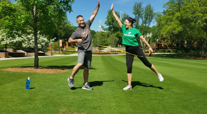 Bear Hug: Michael Junod and Rachel Woodson