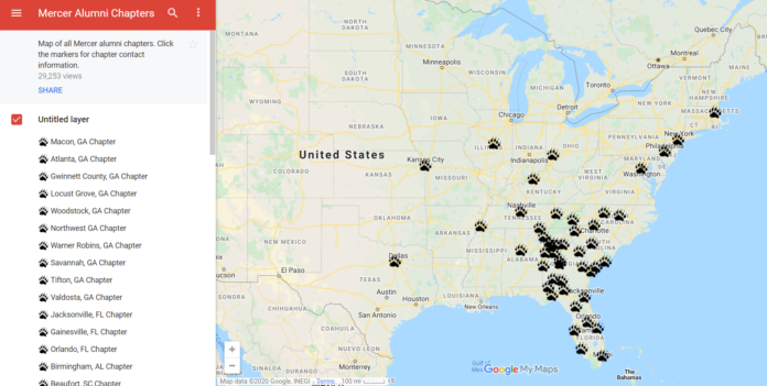 map of alumni chapter locations