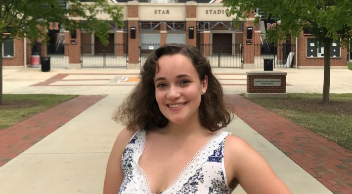 Graduate Spotlight: Charlotte Dungan Charlotte Dungan in front of Five Star Stadium