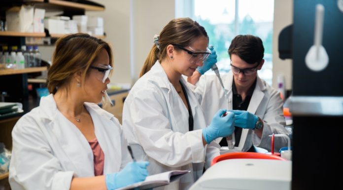 Sophomores research, create and test drugs in immersive lab BOMM students work in the lab
