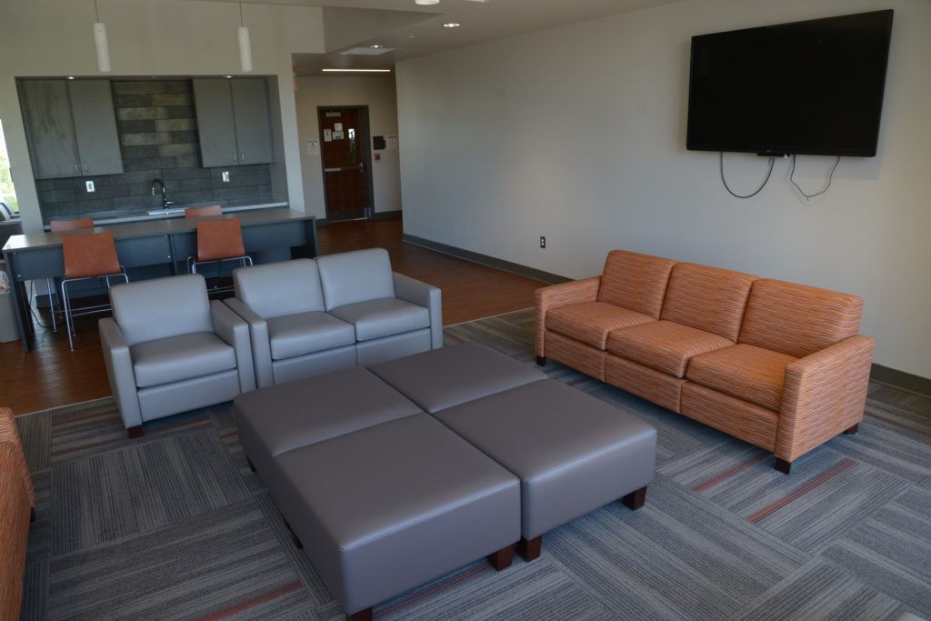 Lounge area inside a residence hall