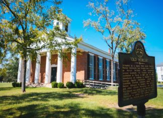 Presidential inauguration connects us to larger Mercer story | Craig McMahan, Ph.D. A historical marker noting "Old Mercer" is in front of a brick building with white columns