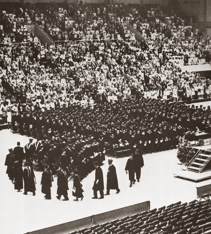 The Class of 1970 participates in commencement.