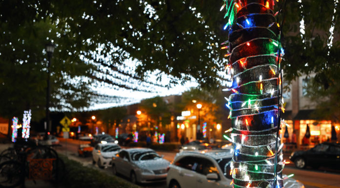 5 ways to get into the holiday spirit in Macon Lights are seen on lamp posts and strung across buildings.