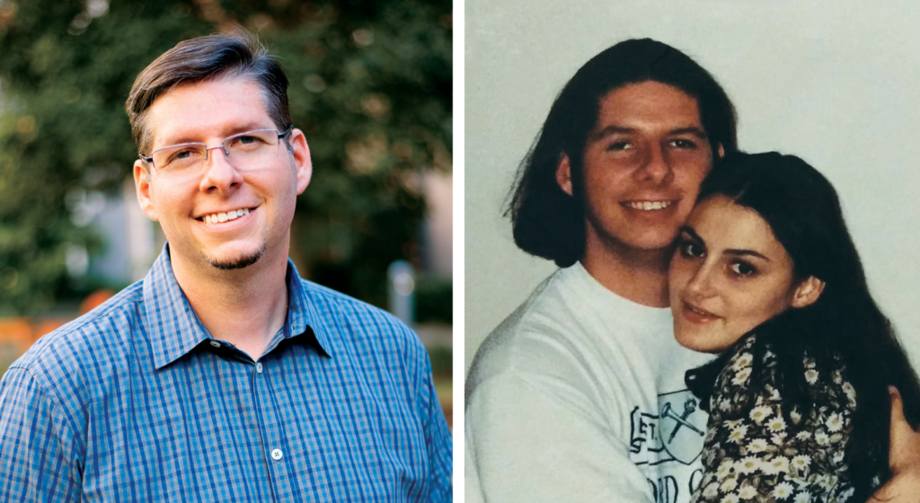 Dr. David Davis is pictured recently and during his college days.