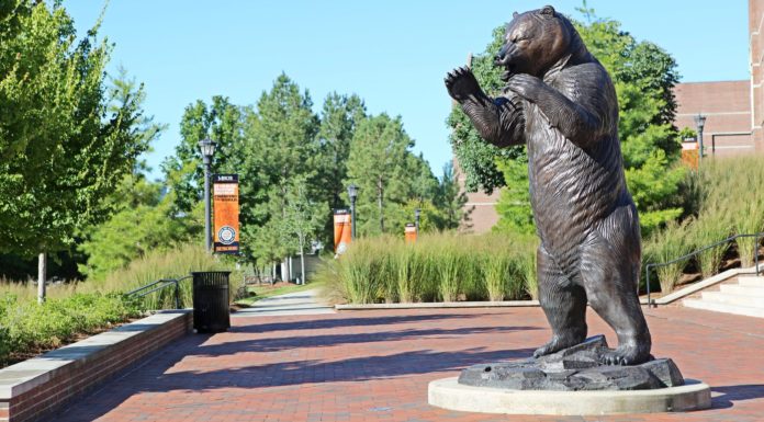 Mercer Receives Fifth Consecutive SoCon Barrett-Bonner Award for Academic Achievement Bear Statue