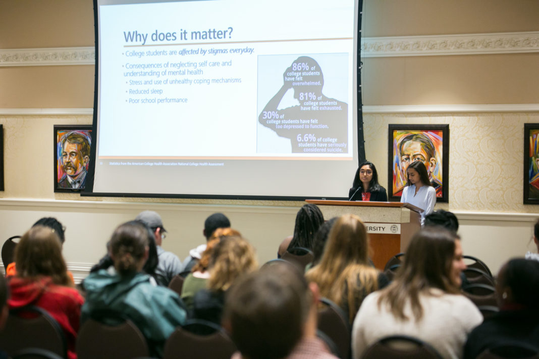 Students pitch their idea during the 2018 Visionary Student Panel event.