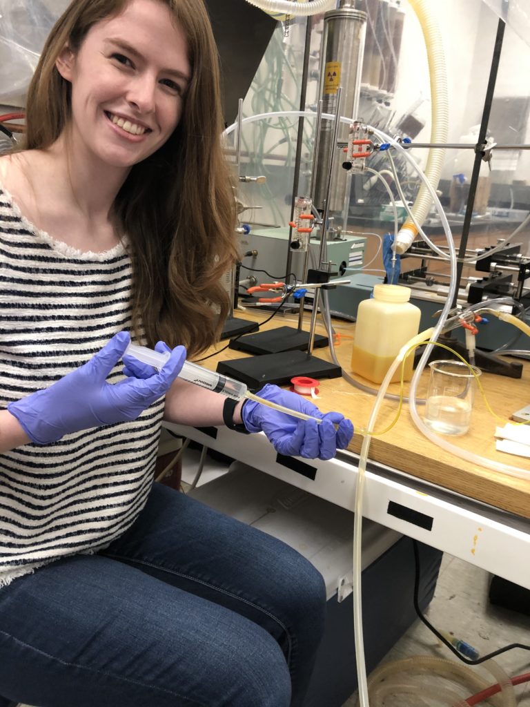 Sarah Spalding works in the lab. 