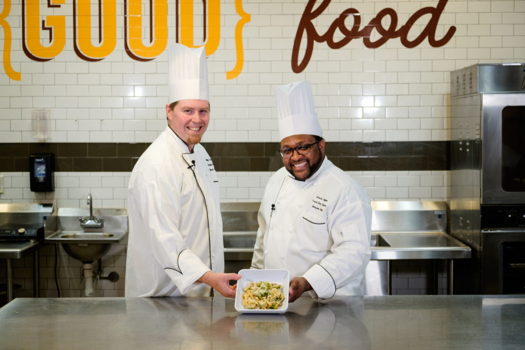 Chefs Jimmy Brown and Jarvis Napier with their Creamy Fettuccine with Brussels Sprouts and Mushrooms.