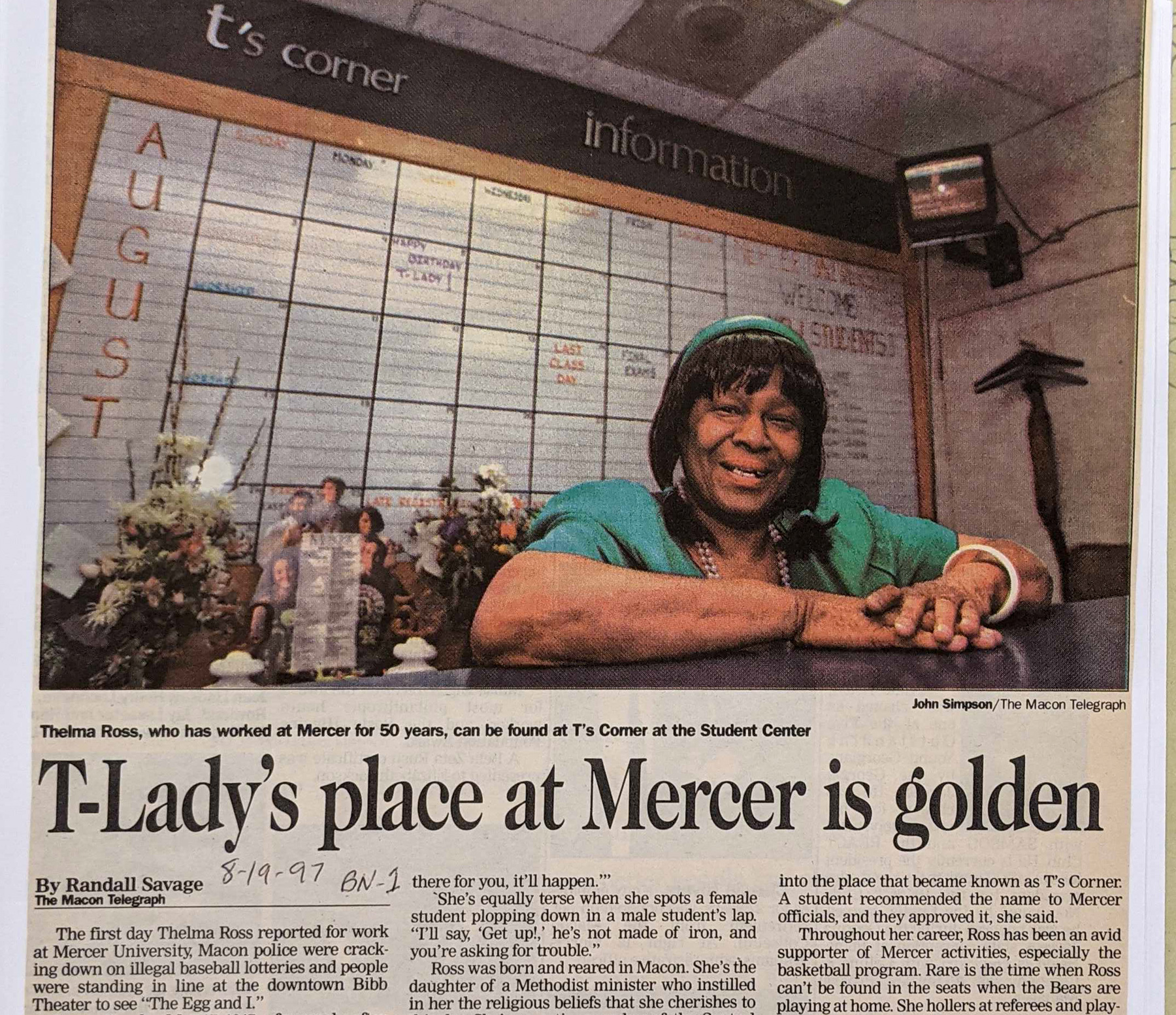 T-Lady' loved students as if they were her own | Mercer Legends