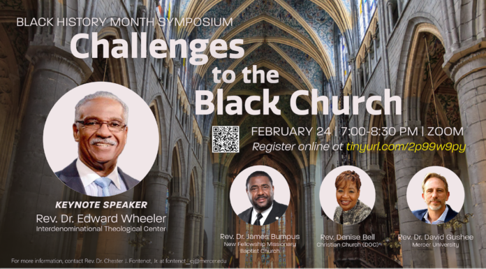 Mercer to hold Black History Month virtual symposium on ‘Challenges to the Black Church’ Black History Month symposium flyer