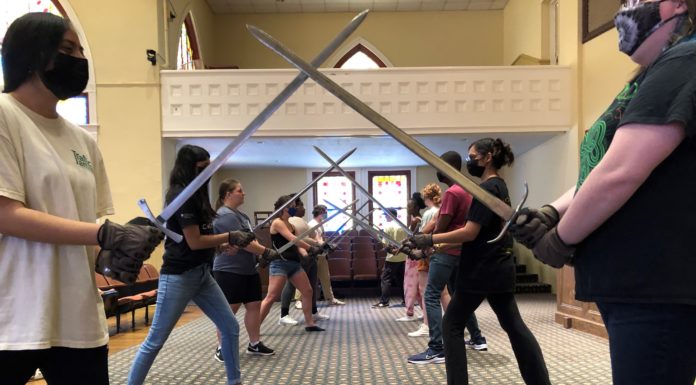 Mercer theater director a renowned expert in stage combat Mercer theater students learn how to sword fight in their stage combat course with theater director Scot Mann.