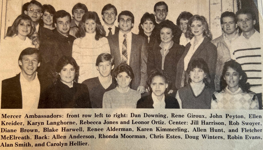 La primera clase de Mercer Ambassadors en 1983. 