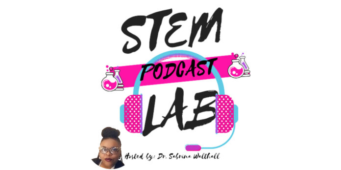 The STEM Lab Podcast logo says 