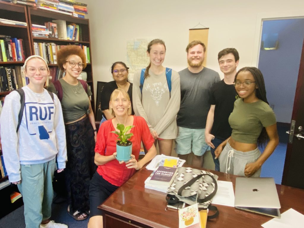 Dr. Bourdon's students surprised her with the gift of a plant at the end of the semester. She said it was a tight-knit class where everyone was invested and curious.