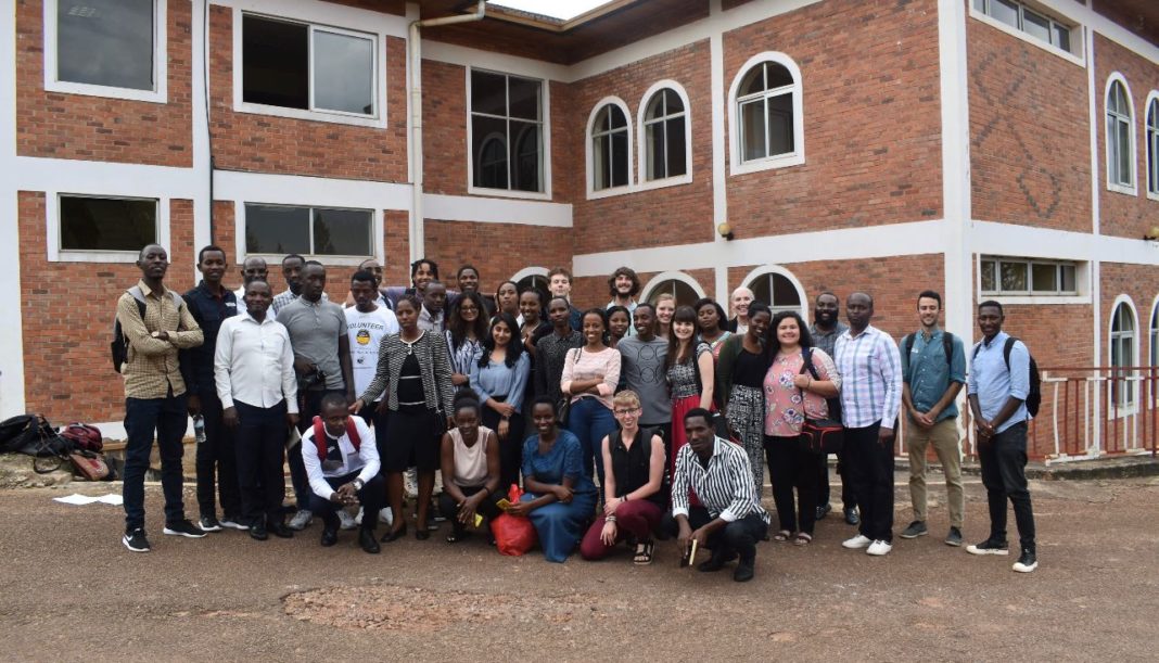 The Mercer group is pictured with Rwandan entrepreneurs.
