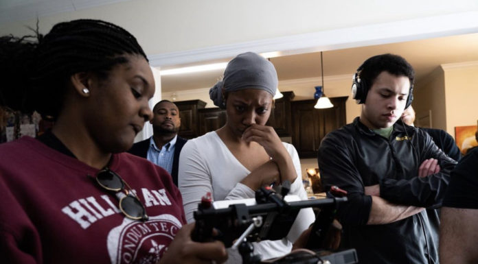 Alumna’s documentary on Nashville’s Black music history chosen for two film festivals Tiffani Alexander (center) works on her film, "The Tale of 2 Music Cities."