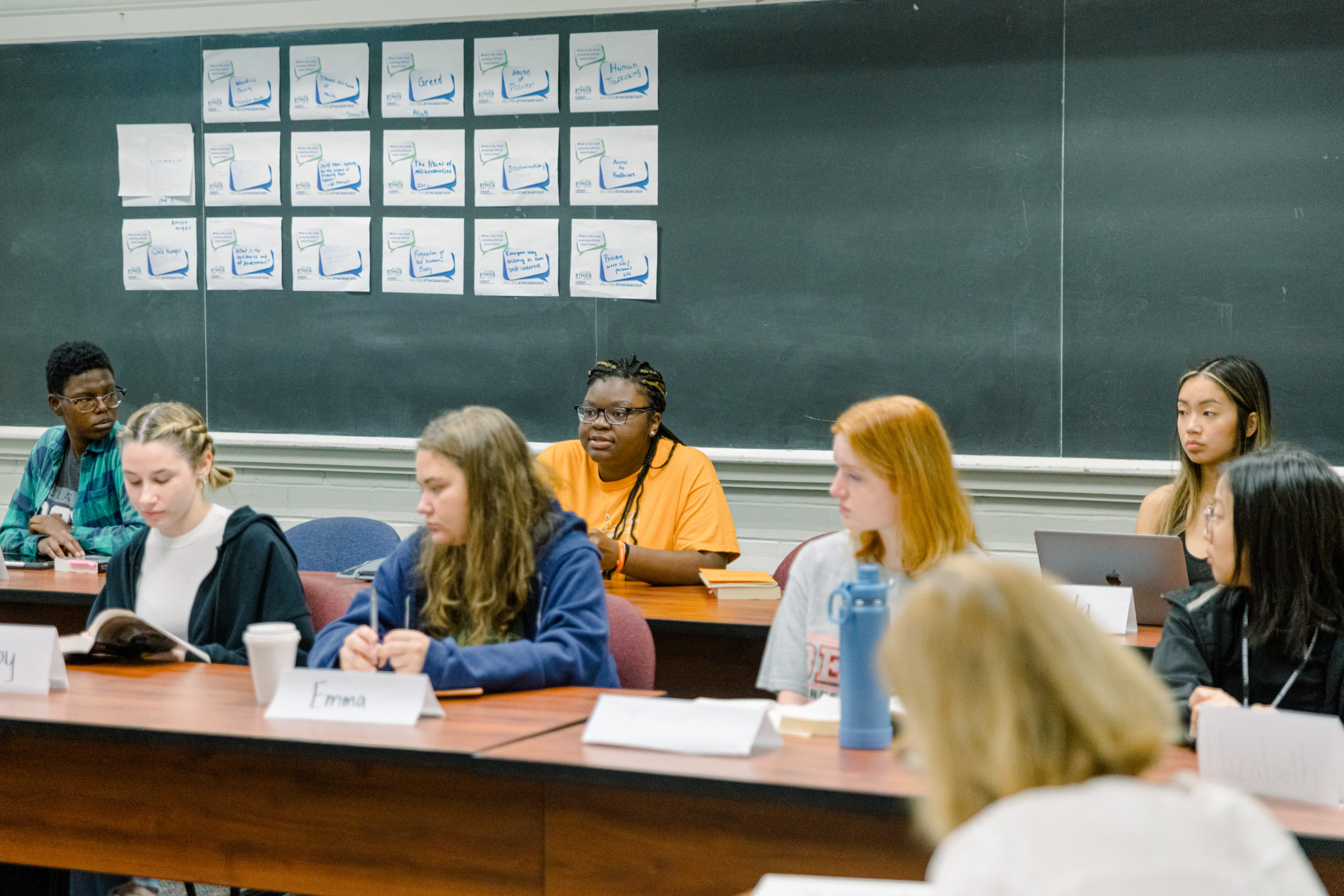 Students discuss their readings during Dr. Charlotte Thomas's Great Books course on Aug. 25. Photo by Bekah Howard