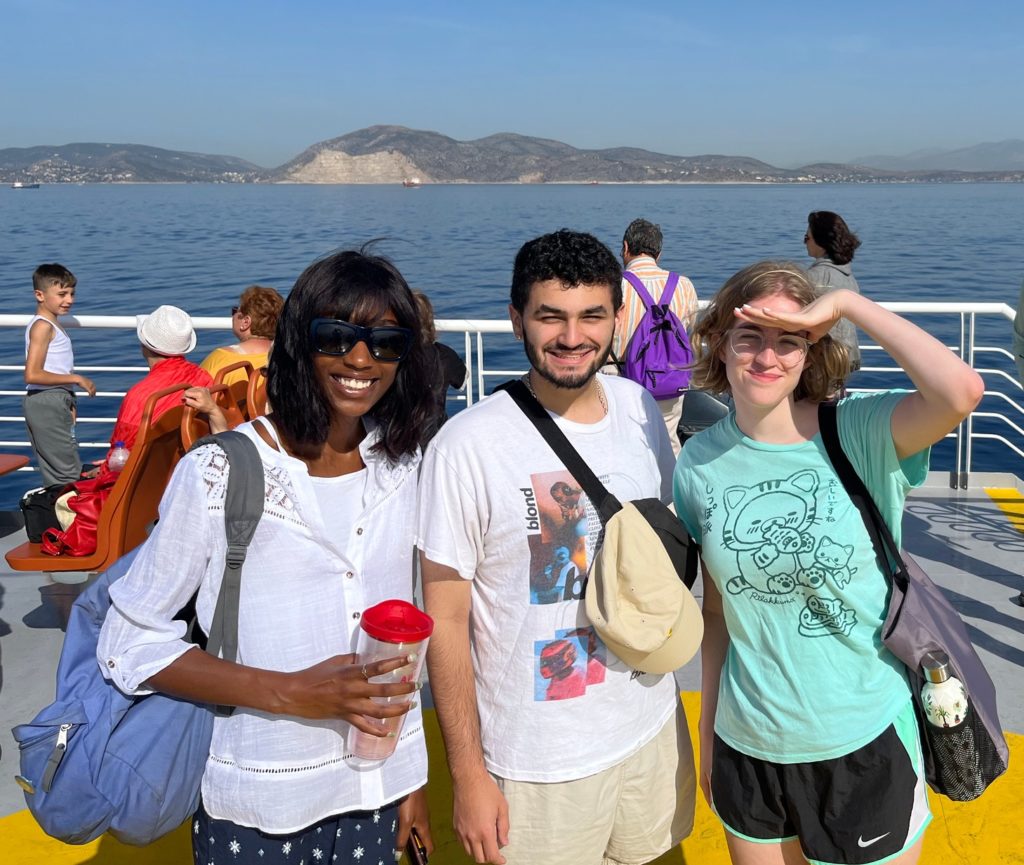 Students on ferry to Island of Aegina.