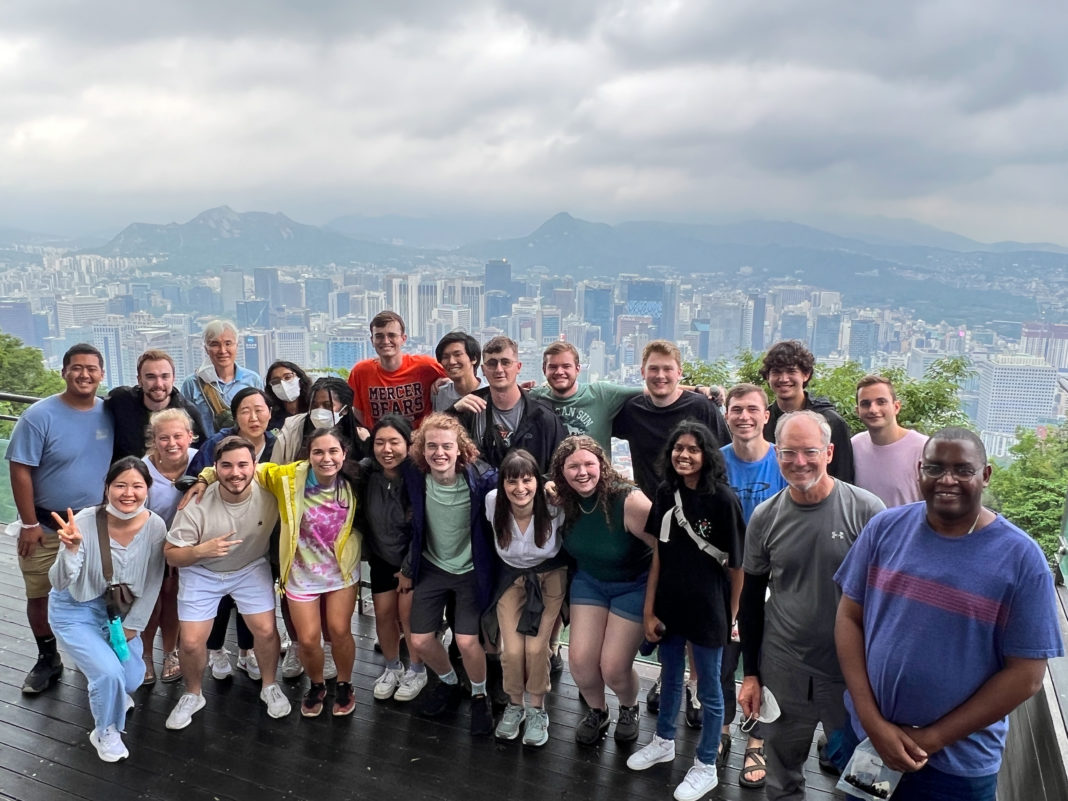 The Mercer group is pictured at the top of N Seoul Tower.