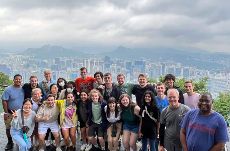 The Mercer group is pictured at the top of N Seoul Tower.