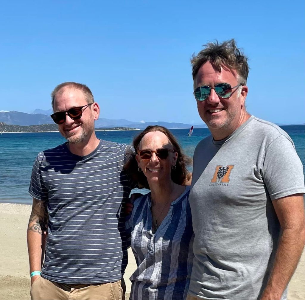 From left, Mercer professors Ben Dunn, Dr. Charlotte Thomas and Eric O'Dell are shown in Greece.