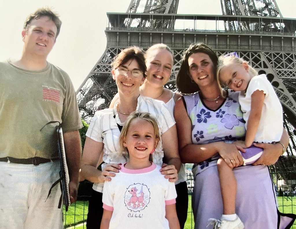 Front row, Dr. Charlotte and her daughter, Frances; back row, Eric, Elizabeth, Greta and Helen O'Dell, on the study abroad trip in Paris in 2006. 