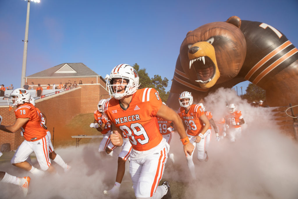 Mercer football players during their game against the Citadel on Sept. 17. 
