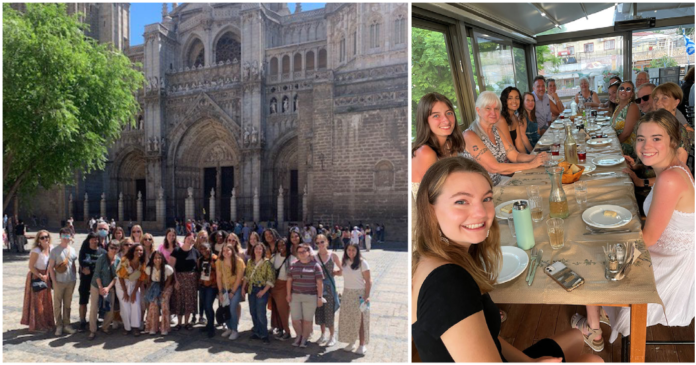 Les participants aux voyages d'études de Mercer à l'étranger en Espagne (à gauche) et en Grèce (à droite) cet été comprenaient des apprenants tout au long de la vie.