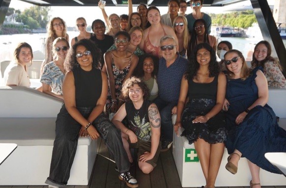 The Mercer group is pictured on the Guadalquivir River in Seville this summer. 