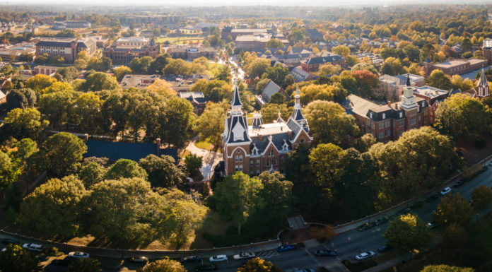 Faculty and Staff Notables Admin building from drone
