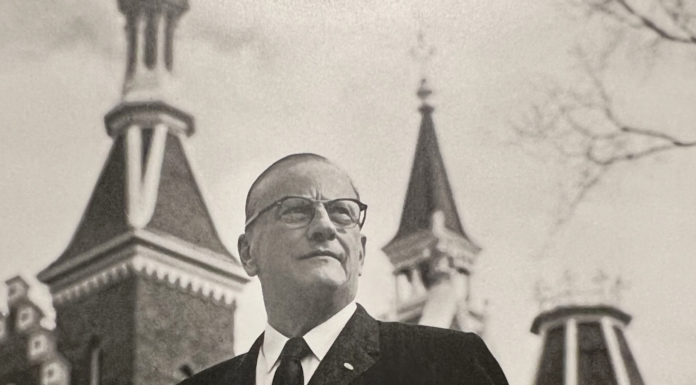 Dr. Rufus C. Harris was a noble higher education leader | Mercer Legends Dr. Rufus C. Harris in front of the Administration Building
