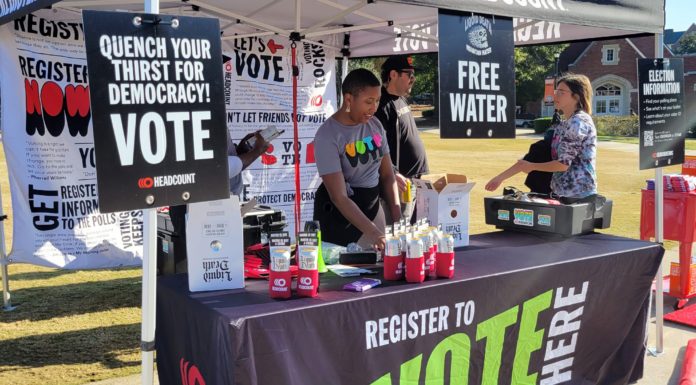 Mercer a national leader in student voter engagement efforts Vote Early Day tent