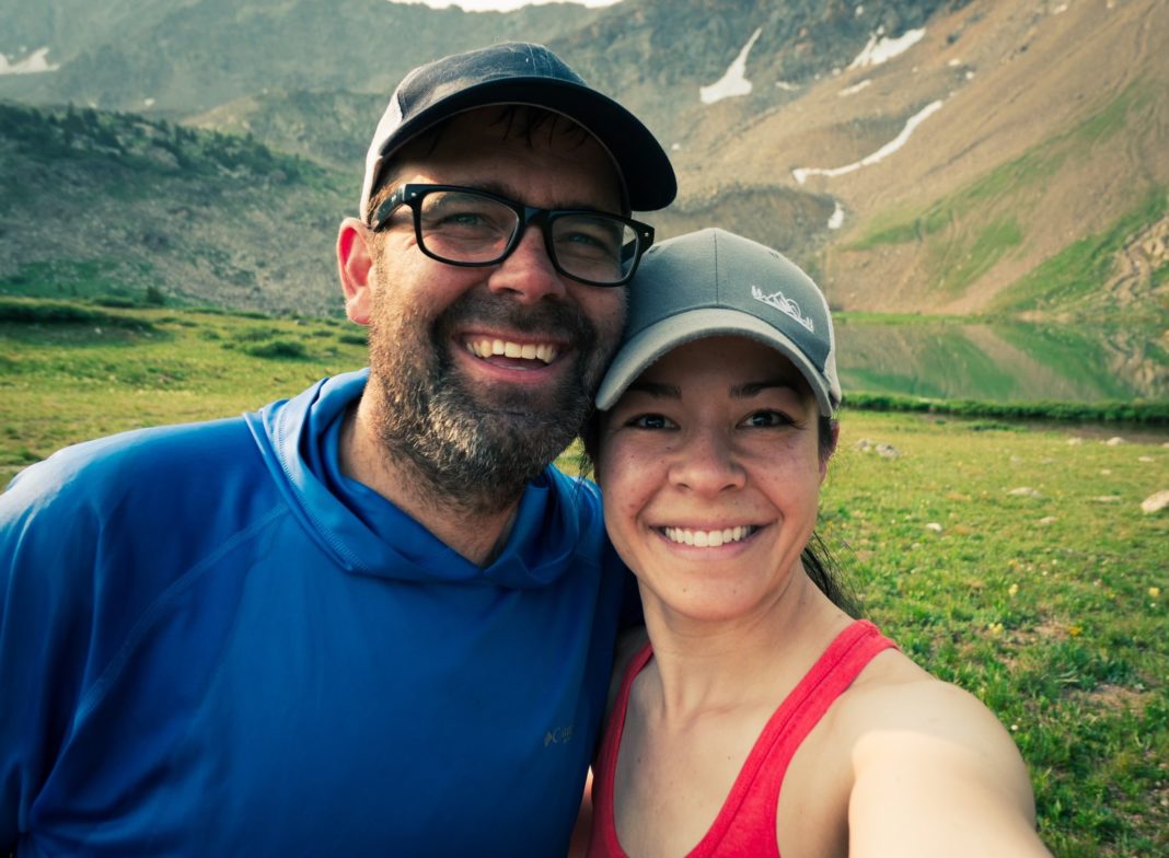 Jared and Patti Champion are pictured at the base of Lake Ann Pass at mile 203 of the Colorado Trail on the Collegiate West route.