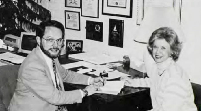 Barry Jenkins ‘had a major impact on generations of Mercerians’ | Mercer Legends Dr. Barry Jenkins and Gloria Ross are shown in an office in 1993.