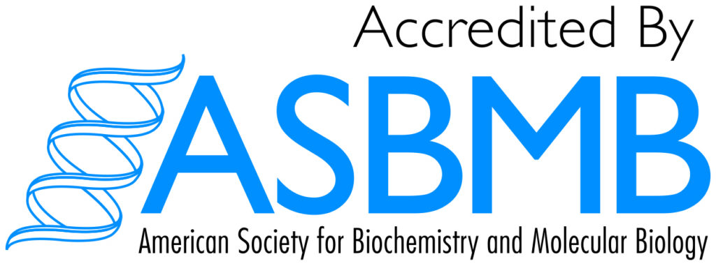 graphic says accredited by asbmb, american society for biochemistry and molecular biology